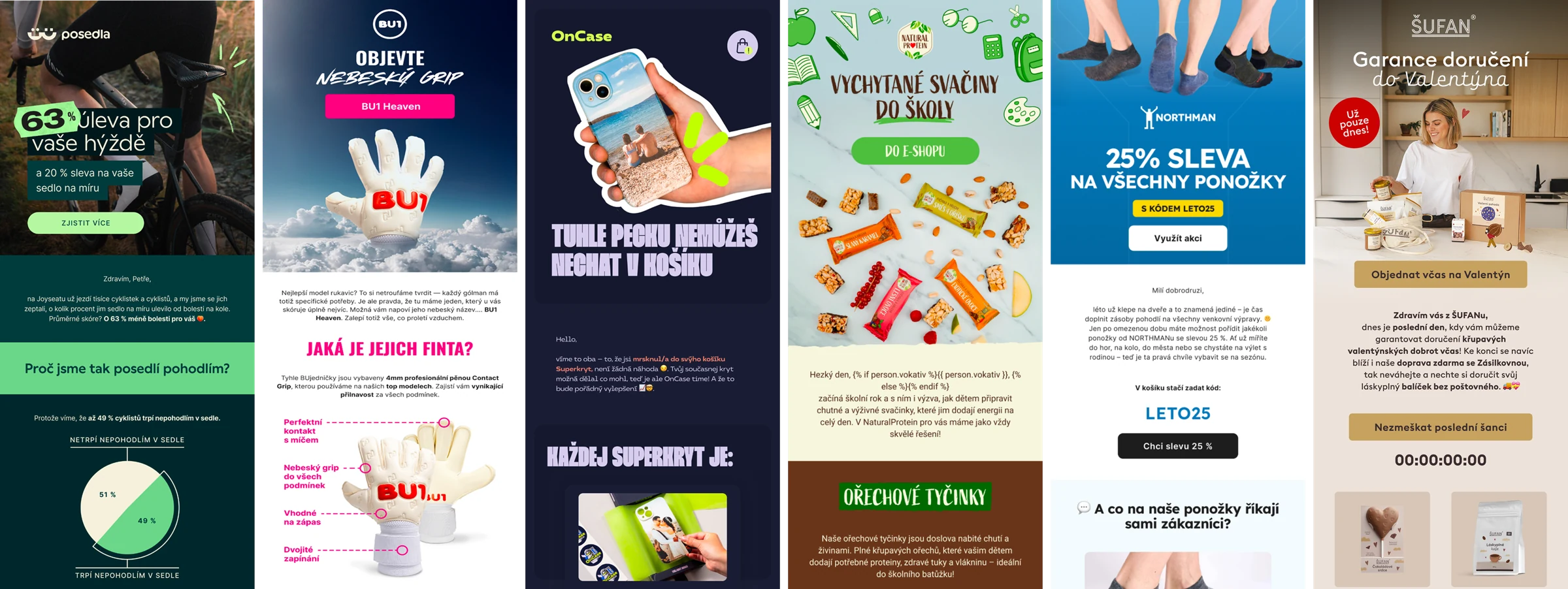 Ukázky e-mailů pro klienty RetentionUp