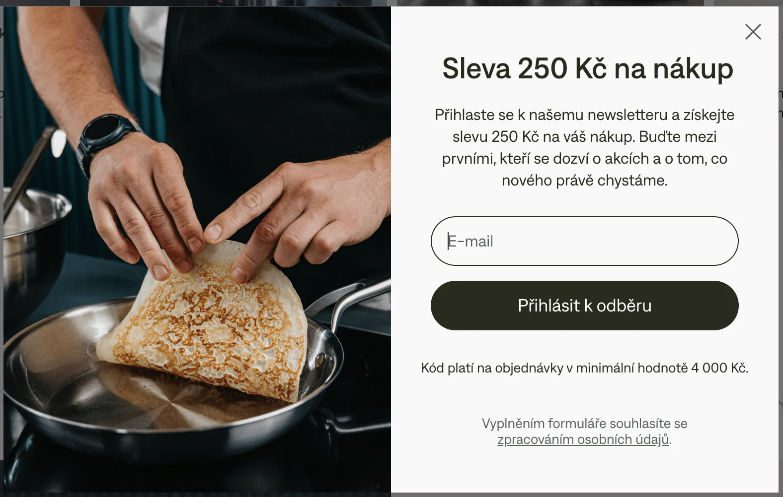 2. Potom e-mail a sleva 250 Kč při nákupu od 4 000 Kč